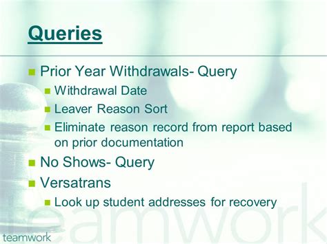 Withdrawal Queries .